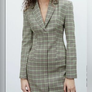 Zara Plaid Blazer Dress Medium